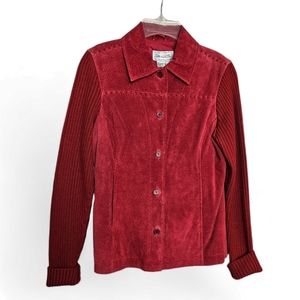 Live a Little Women's Red Leather and Knit Jacket Size PP